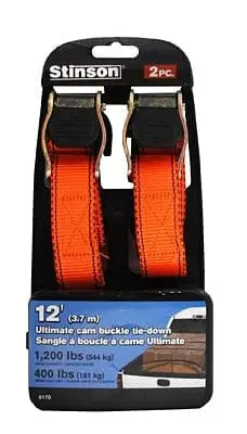 Ratchet tie-down 12 foot 3.7m 1200lb 544kg Stinson 2 pack Toolway Industries