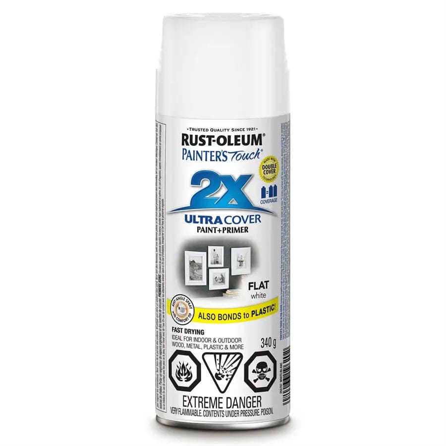 Rustoleum Flat White Painters Touch 2X Spray Paint 340G Flat White Toolway Industries