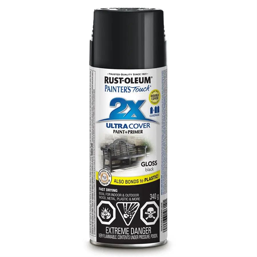 Rustoleum Gloss Black Painters Touch 2X Spray Paint 340G Gloss Black Toolway Industries