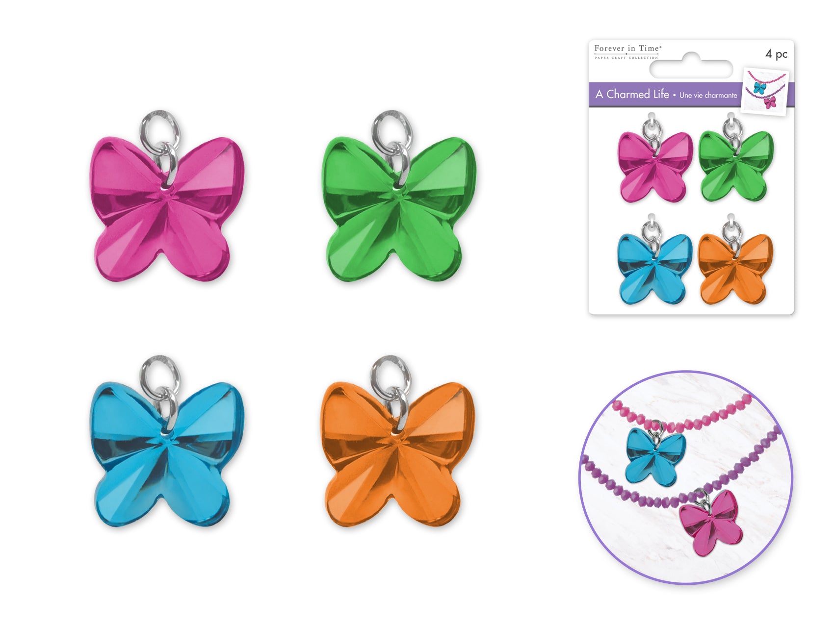 Paper Craft Emb: Charmed Life Asst Charms w/Hoop Finding A) Butterfly Reflections