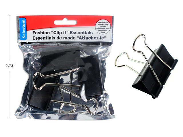 BINDER CLIPS 3 PK BLACK 2" 51MM