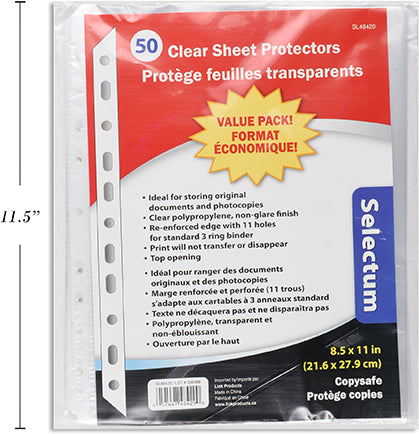Copy Safe 50-Pack Page Protectors 8.5x11 Value Pack