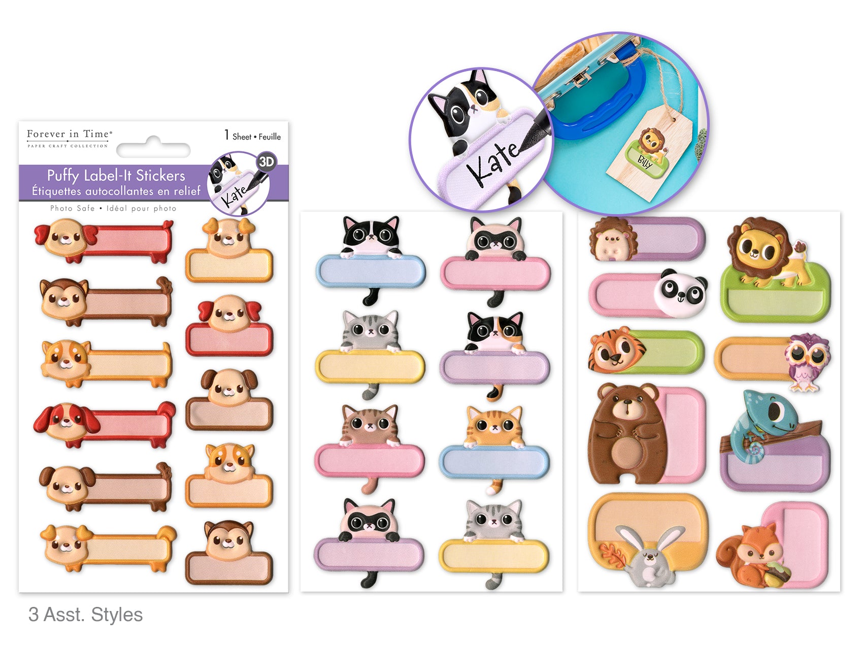 Animal Magnetism Puffy Sticker Sheet — Scrapbook Labels