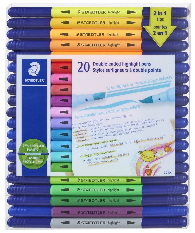 STAEDTLER Double-Ended Highlight Pens - 20-Color Set