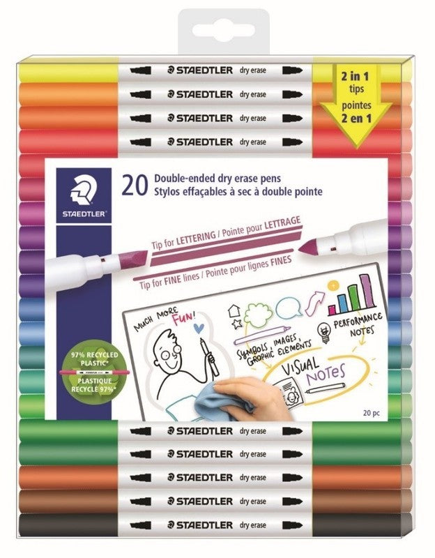 Staedtler Dry Erase Markers 20-Pack Double Ended