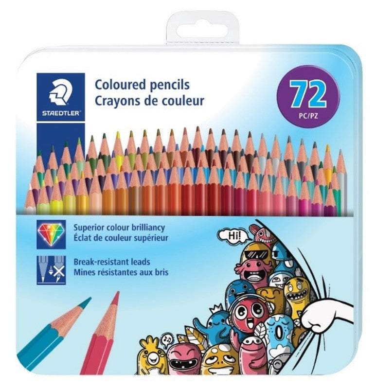 STAEDTLER 72 PK COLOURED PENCILS IN TIN BOX