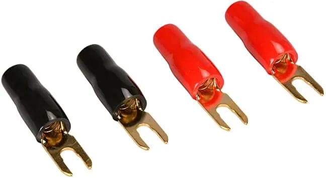 Spade terminal 8 gauge gold 4 pc AA Electronics