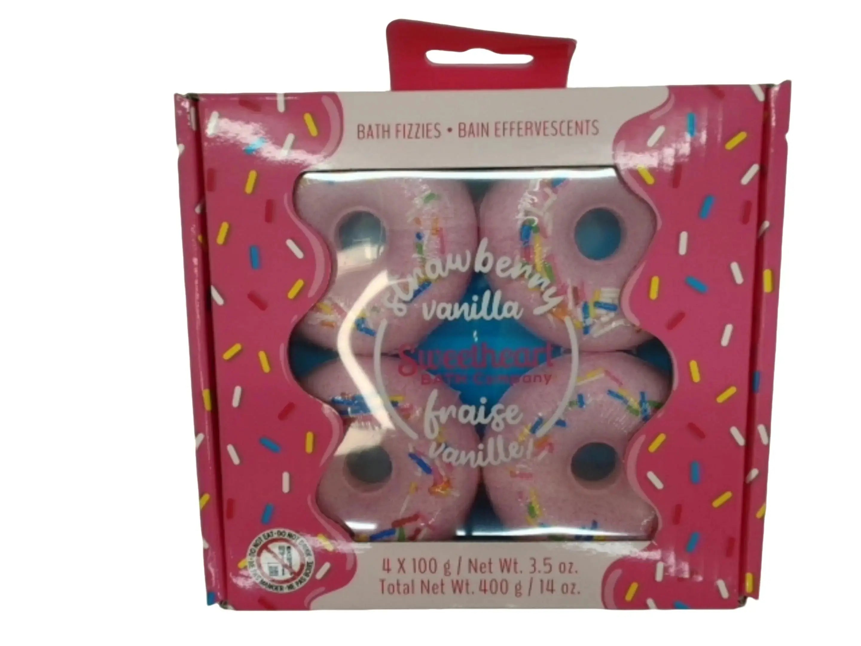 Bath Fizzies 4pk. Strawberry Vanilla Donuts Sweetheart Bath Company KWDC