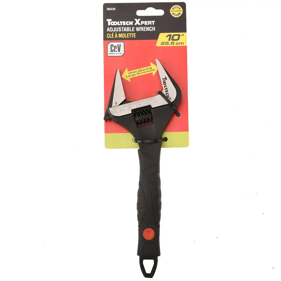 Super-Wide Opening Adjustable Wrench 10in Cr-V Toolway Industries