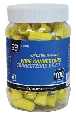 Twist on connector medium yellow #33 100 pack - marrette Toolway Industries