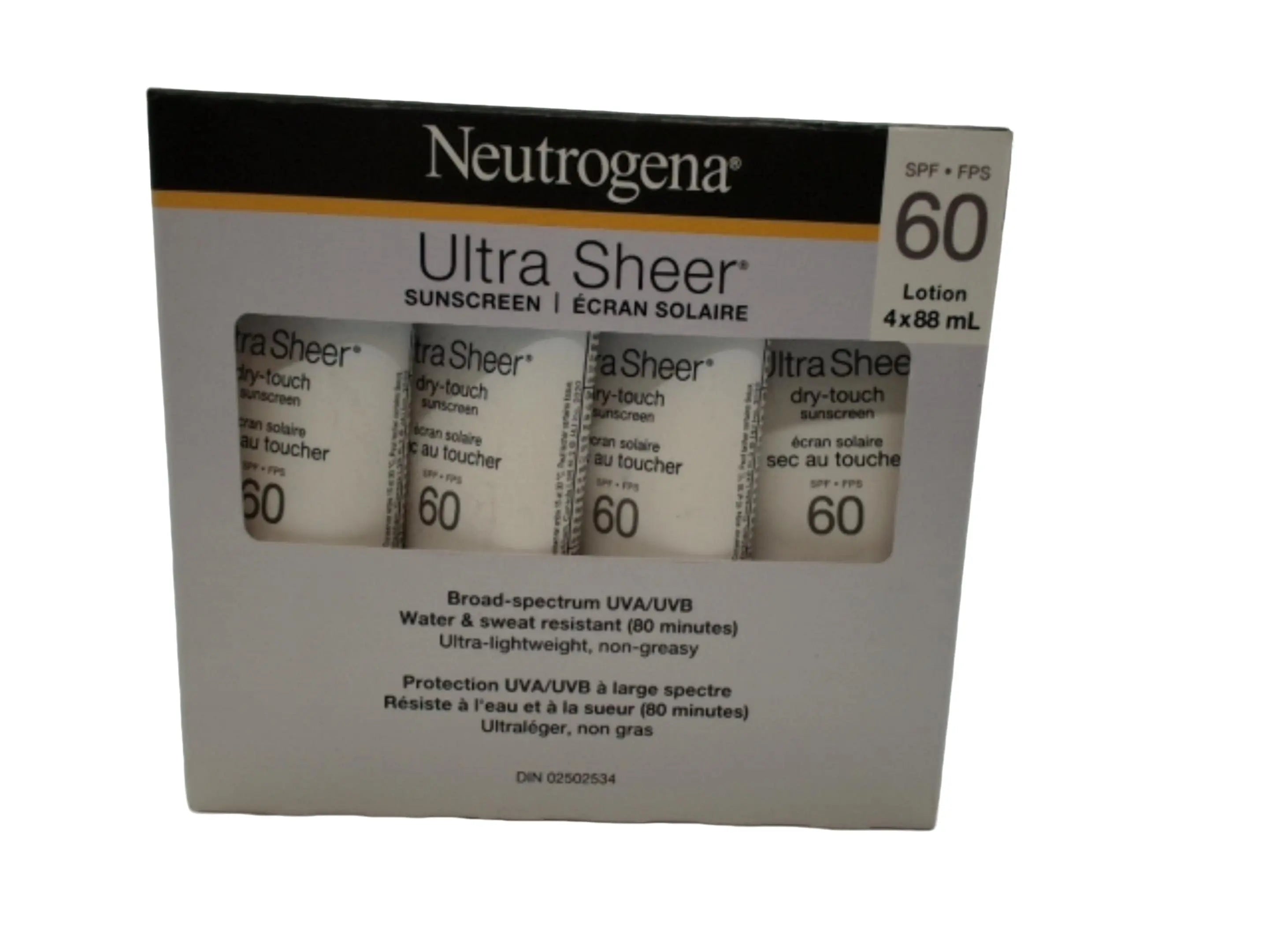 Ultra Sheer Dry Touch Sunscreen 4 x 88mL SPF 60 Neutrogena (or $3.99ea) KWDC