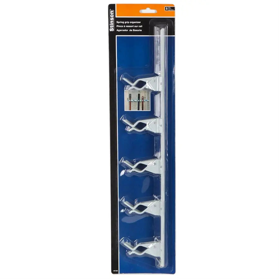 Wall Mount Storage Track With 5 Clips 17in White Toolway Industries