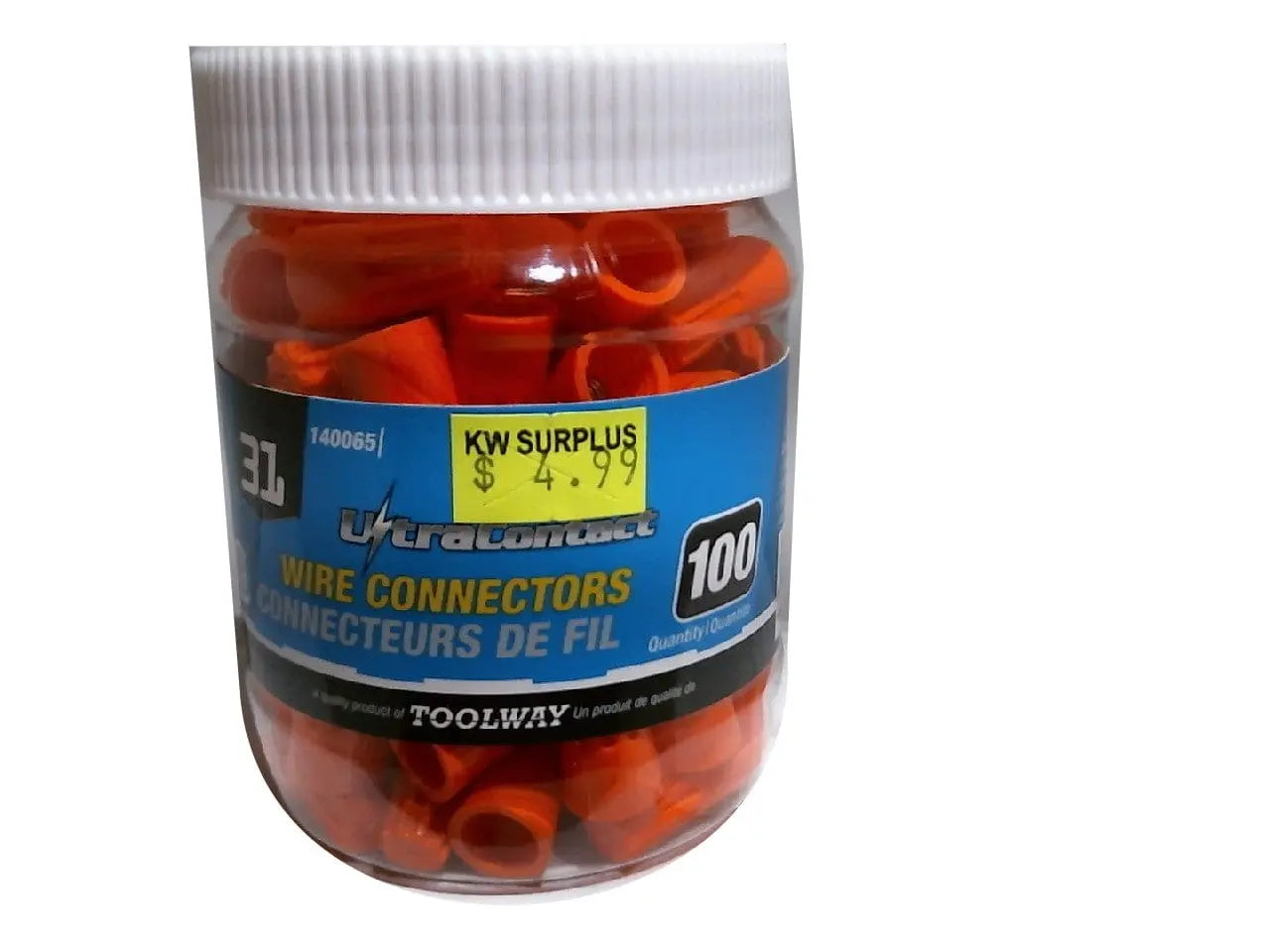 Wire connector marrettes jar of 100 orange Toolway Industries