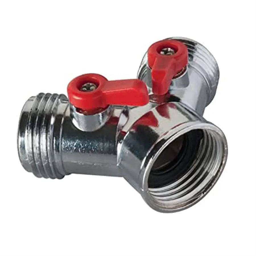 Zinc Tap to Hose Y Control Valve 2-Outlet with Shut-off levers Toolway Industries