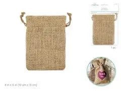 A Brides Wish: 10cmx15cm Burlap Favor Bags x1 w/String - Brantford Surplus