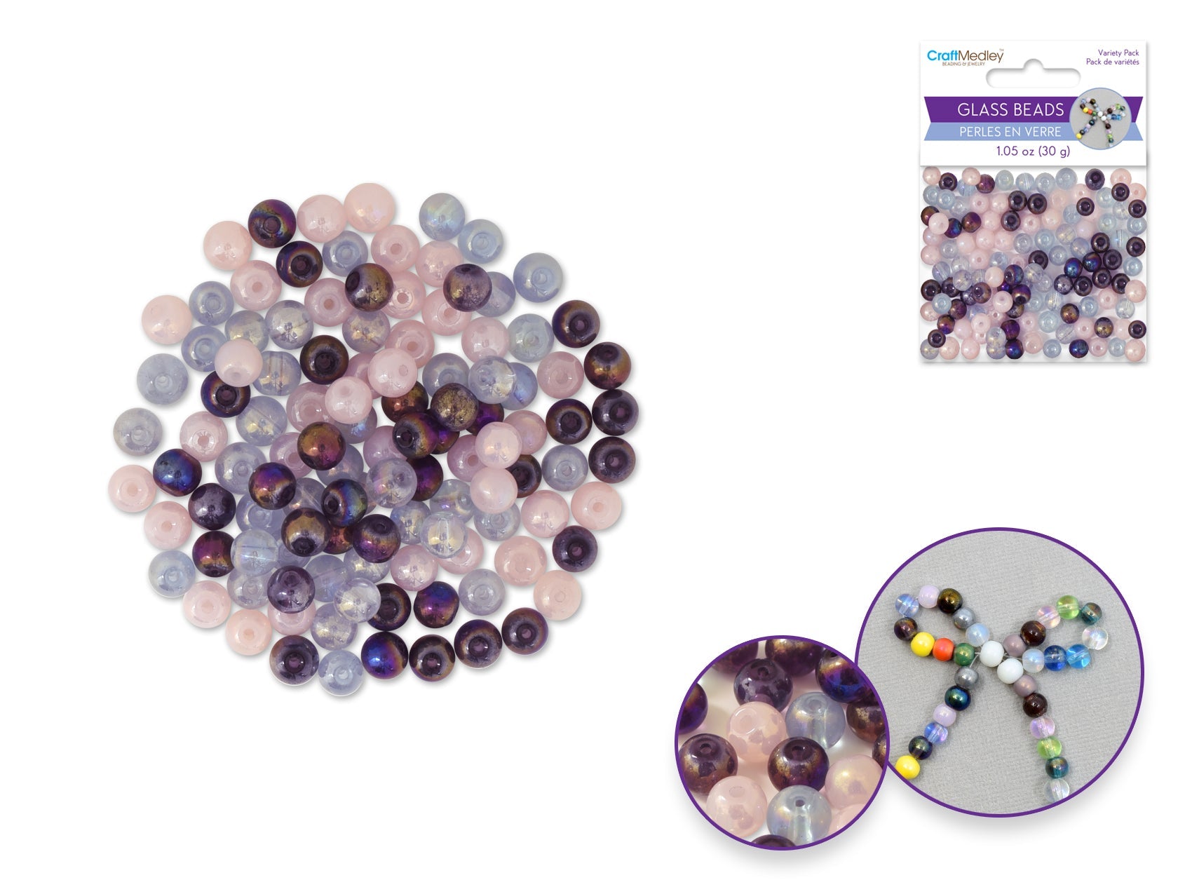 AB Polish Viola Glass Beads - 6mm Round 30g Pack - Brantford Surplus