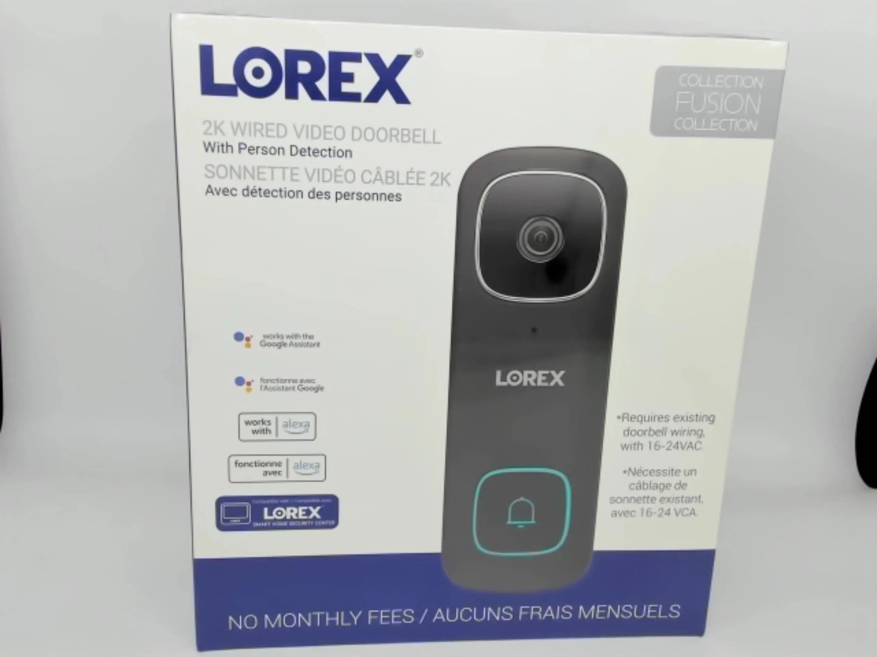 Lorex wifi video doorbell 2K wired with person detection - night light google/alexa AA Electronics