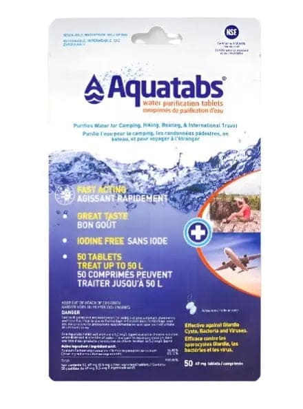 Aqua Tabs 30pk purifies water for camping - Brantford Surplus