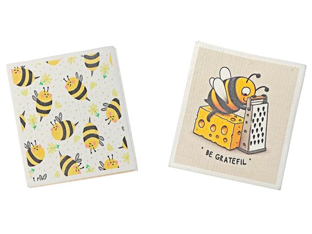 Bee Grateful Swedish Dish Cloths 2pc - Assorted Sizes - Brantford Surplus