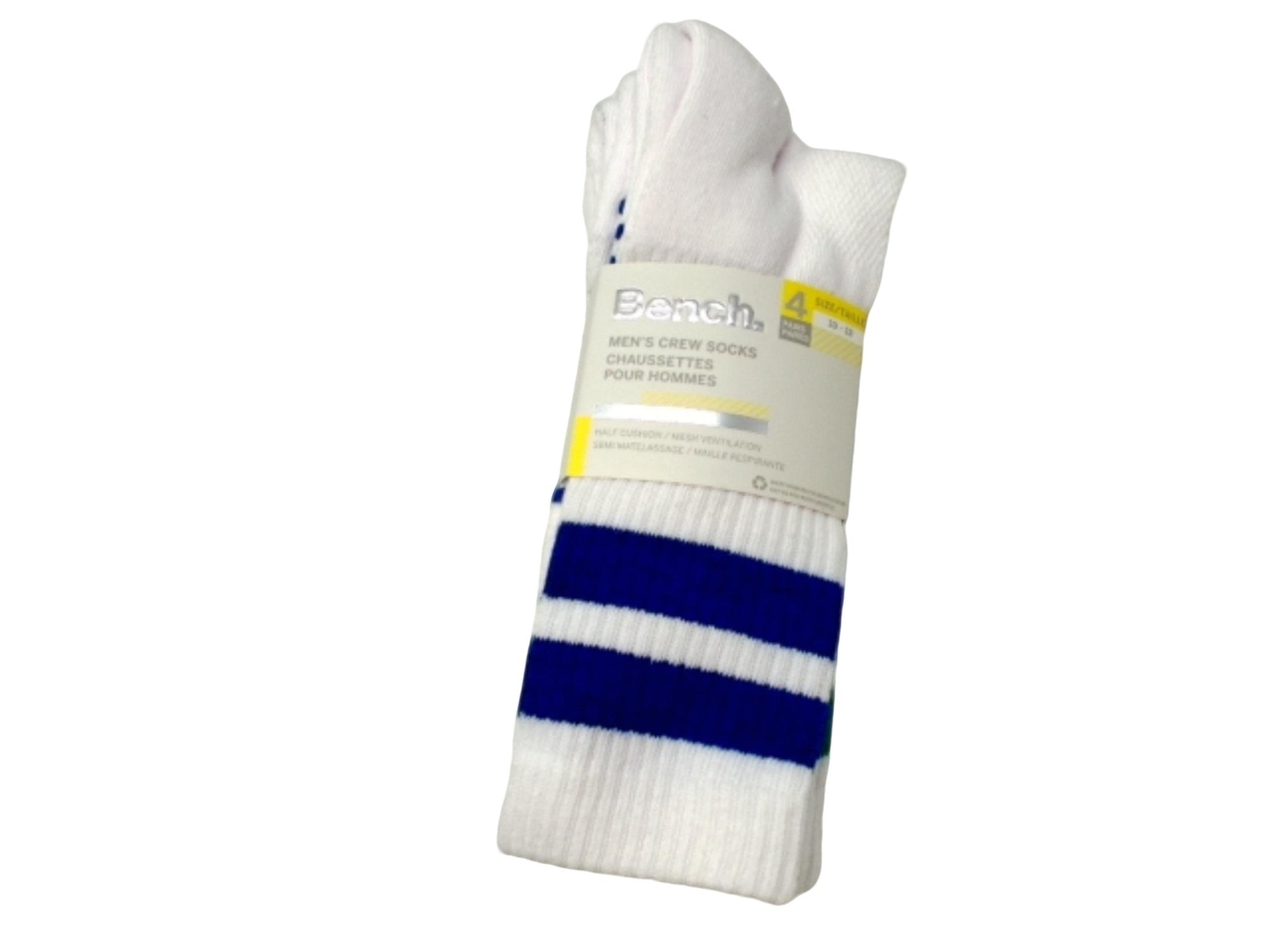 Bench Men's Cushioned Crew Socks 4 - Pack - White - Brantford Surplus