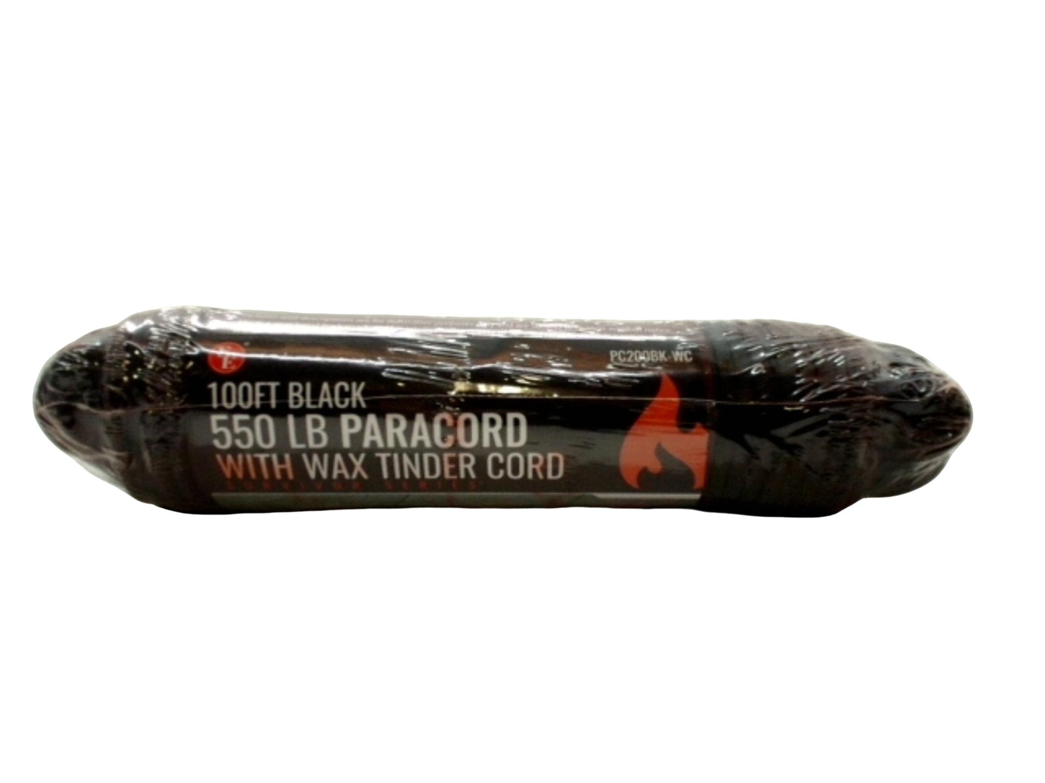 Black 550 Paracord Rope - 100ft Wax Tinder Core - Brantford Surplus
