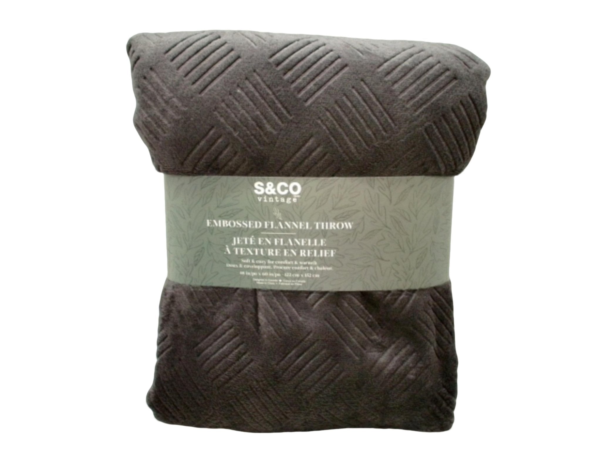 Black Embossed Flannel Throw Blanket 48x60" - Vintage S & Co - Brantford Surplus