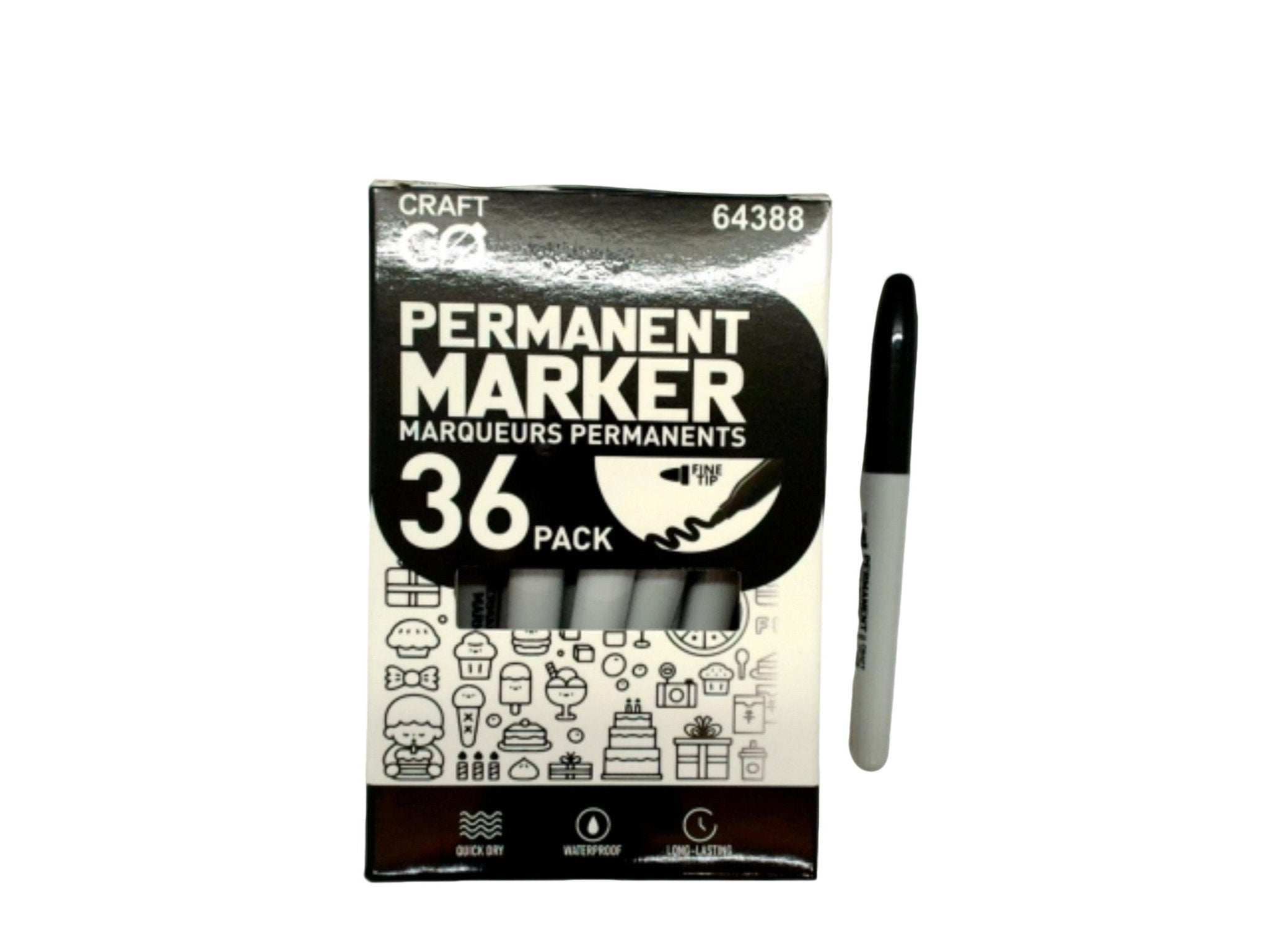 Black Fine Tip Permanent Marker 36pk Craft Co - Brantford Surplus