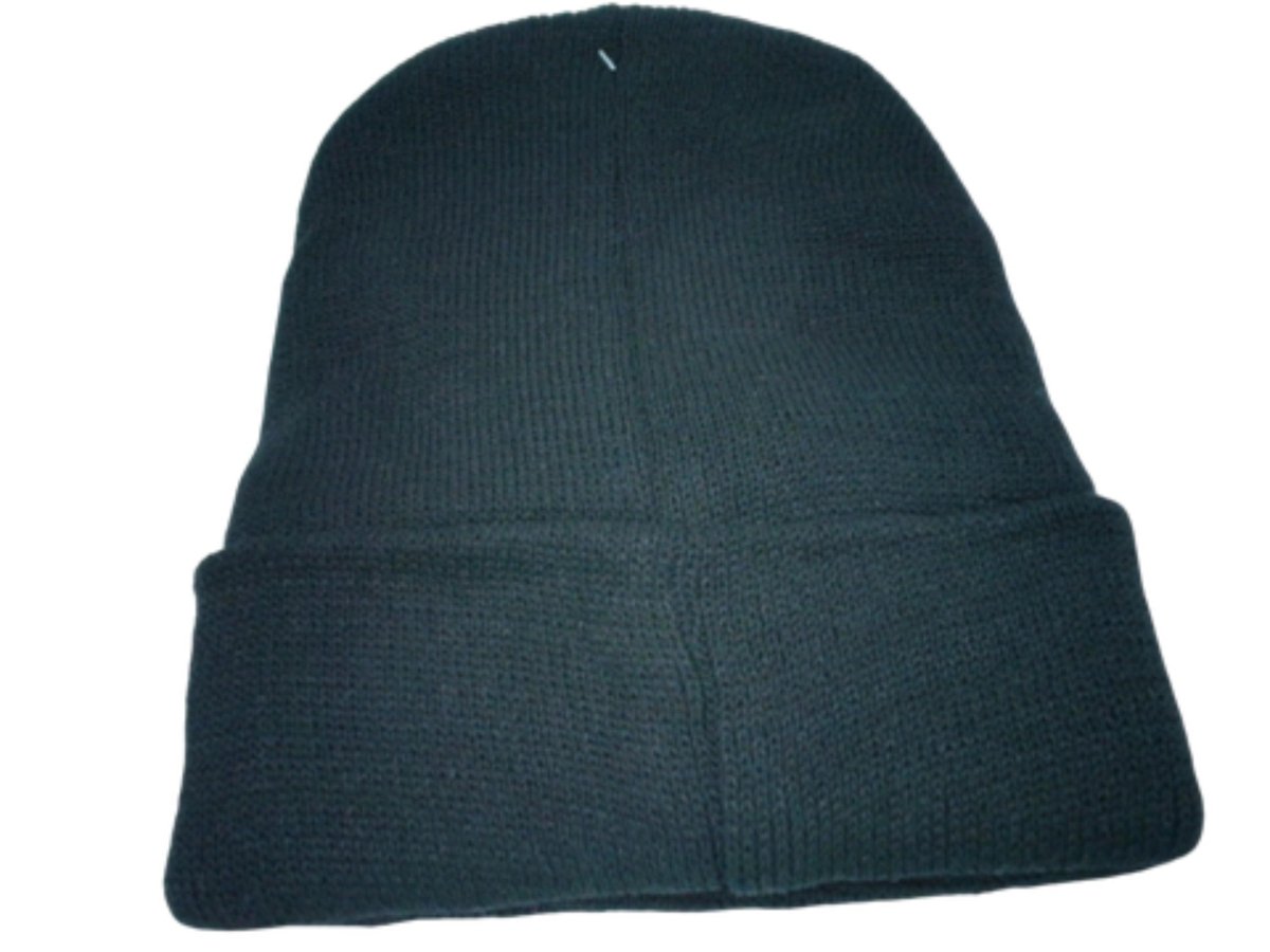 Black Insulated Winter Hat - Faux Fur Lined Polyester Beanie - Brantford Surplus
