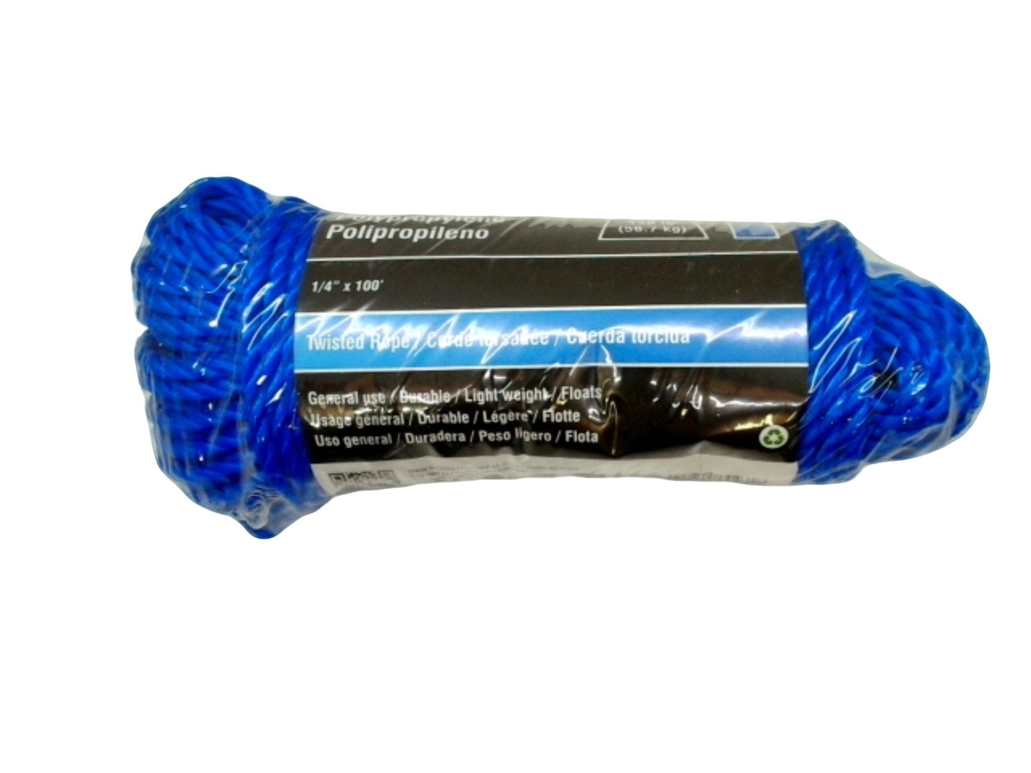 Blue Twisted Polypropylene Rope 1/4"x100' - Onward - Brantford Surplus