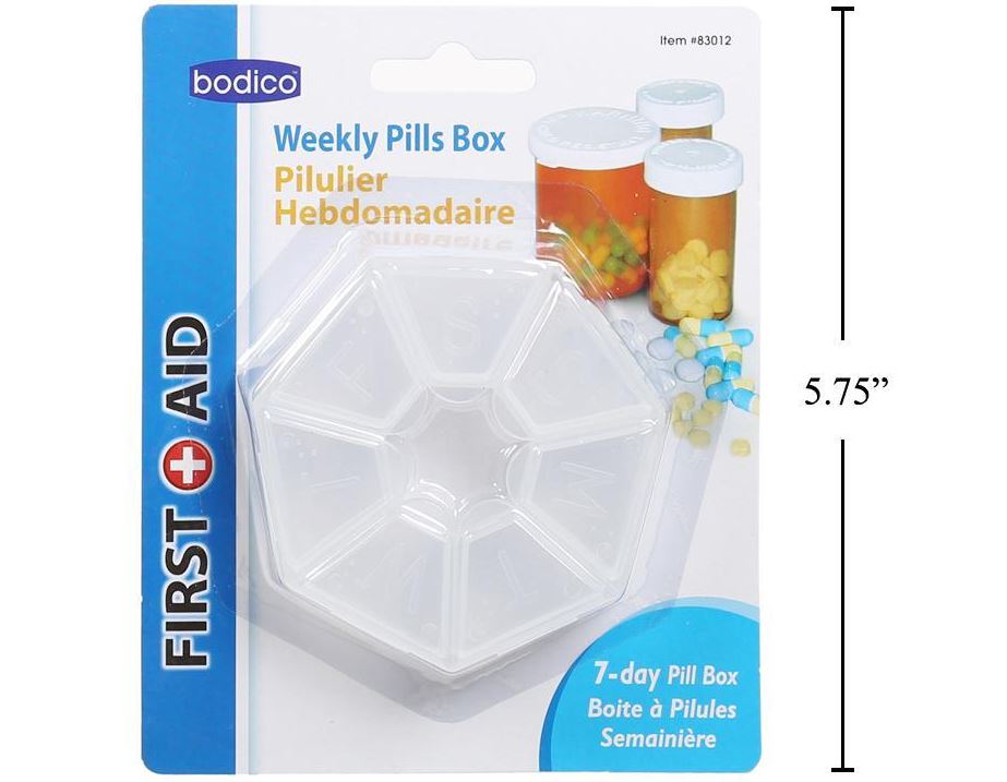 Bodico Weekly Pill Organizer - Round 7 Day Medicine Box - Brantford Surplus