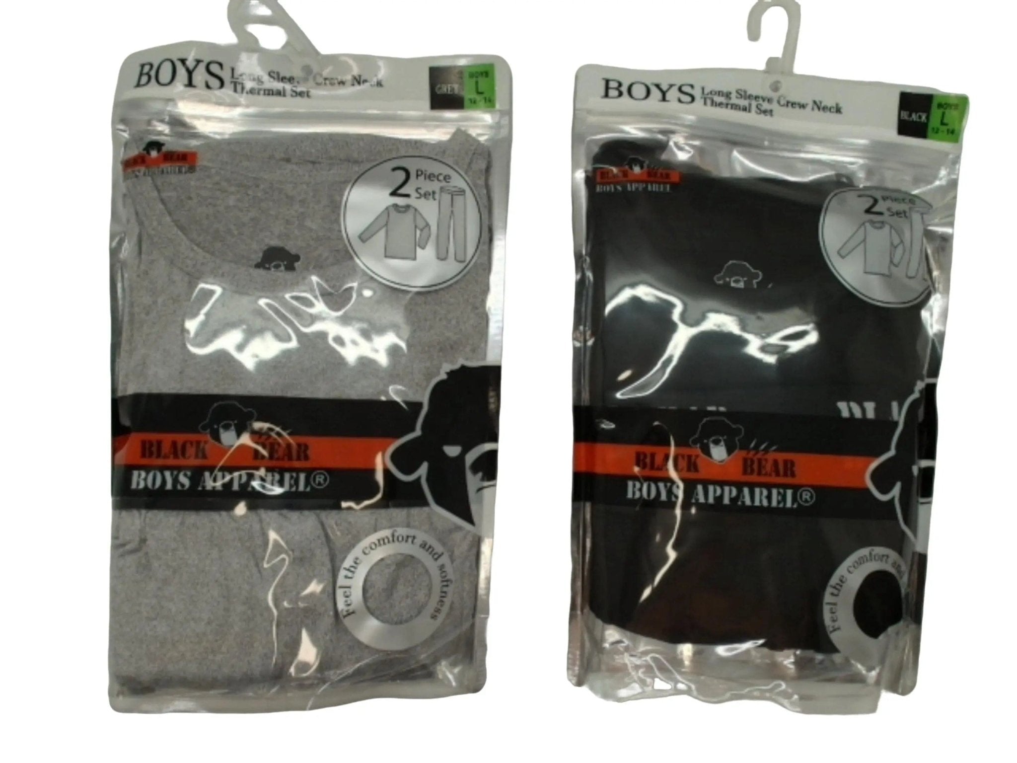 Boy's Thermal Set 2pc. Long Sleeve Crew Neck Black Bear Ass't - Brantford Surplus
