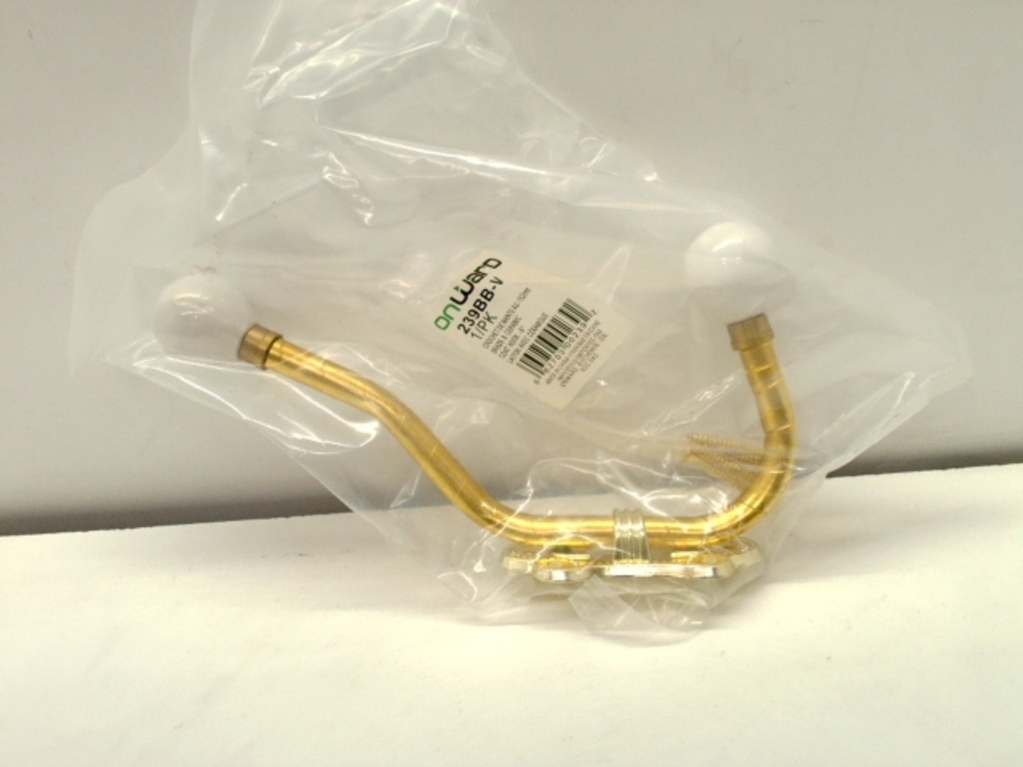 Brass Coat Hook with Ceramic Balls - Onward 6" Wall Mount - Brantford Surplus