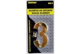 Brass House Number 3 3 inch - Brantford Surplus