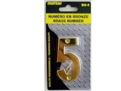 Brass House Number 5 3 inch - Brantford Surplus