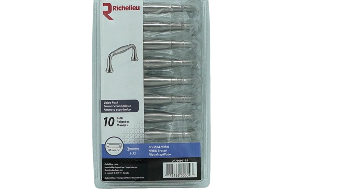Brushed Nickel Cabinet Drawer Pulls 10 - Pack - Richelieu 96mm - Brantford Surplus