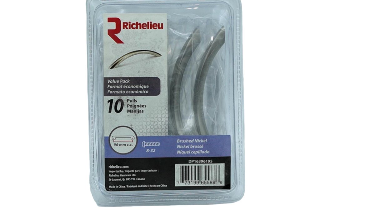 Brushed Nickel Cabinet Drawer Pulls 10 - Pack - Richelieu 96mm - Brantford Surplus