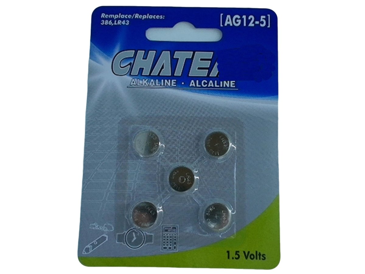 button cell Battery 5 pack 386, LR43 - Brantford Surplus