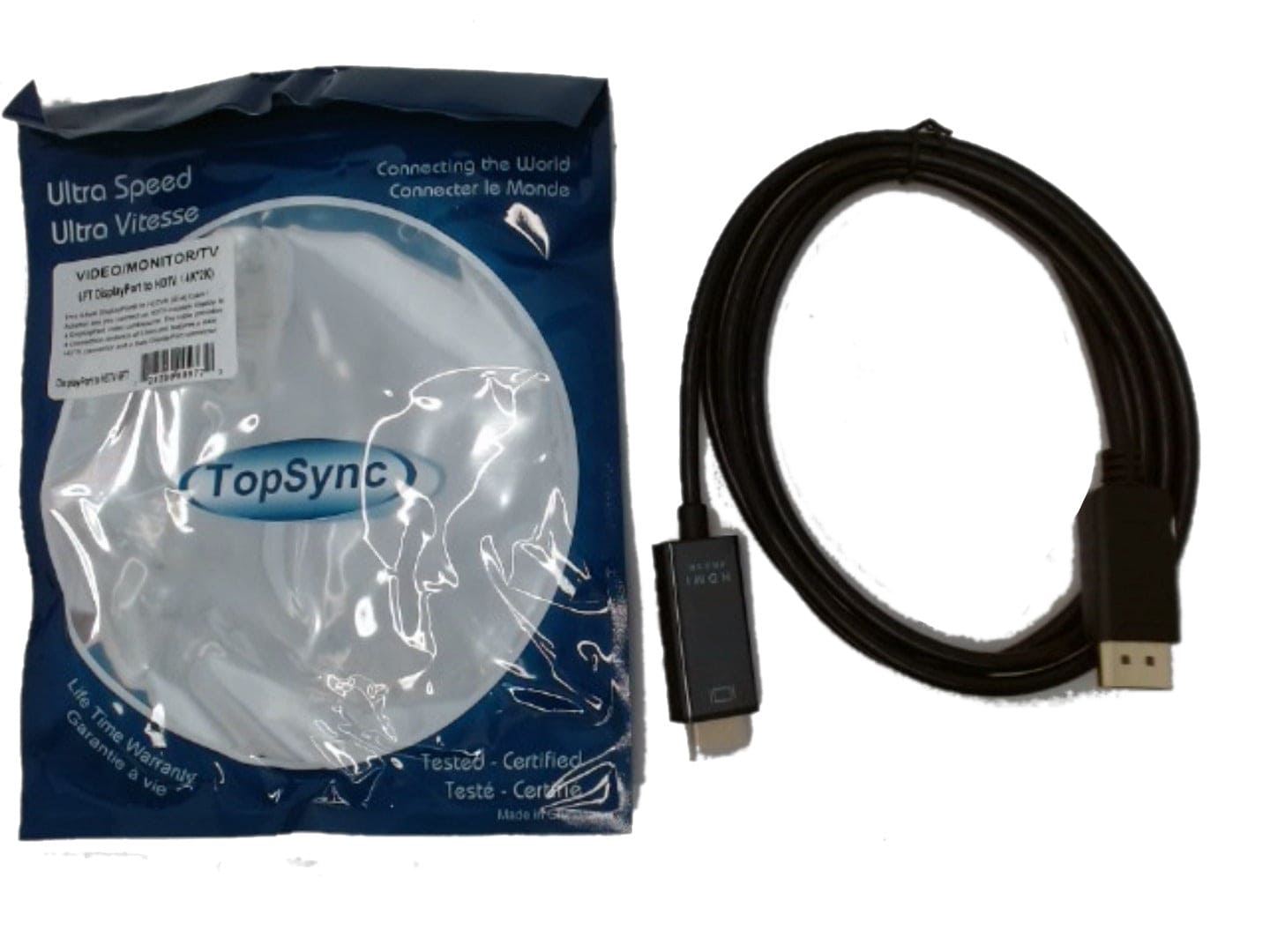 Cable - Displayport to HDMI 4Kx2K 6 foot - Connects PC/Laptop to monitor - Brantford Surplus