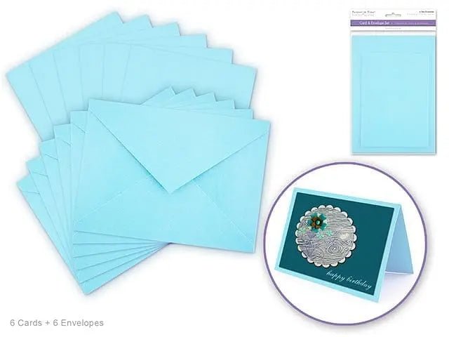 Cardmaking baby blue: 4.5"x6" Cards + Envelopes 6sets A6 - Brantford Surplus