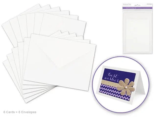 Cardmaking white: 4.5"x6" Cards + Envelopes 6sets A6 - Brantford Surplus