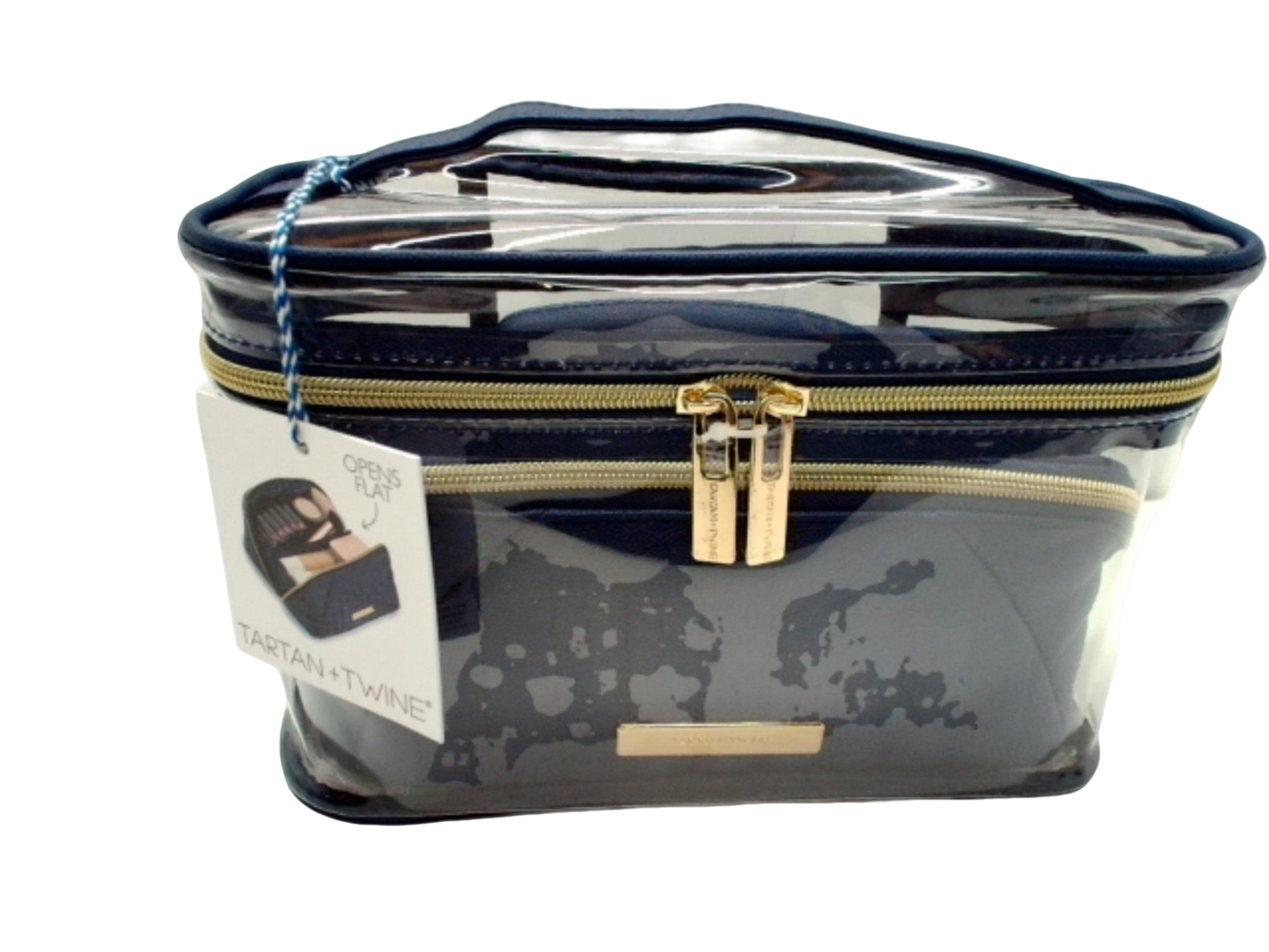 Caviar Luxe Blue Tartan 2pc Clear Train Case Set - Brantford Surplus