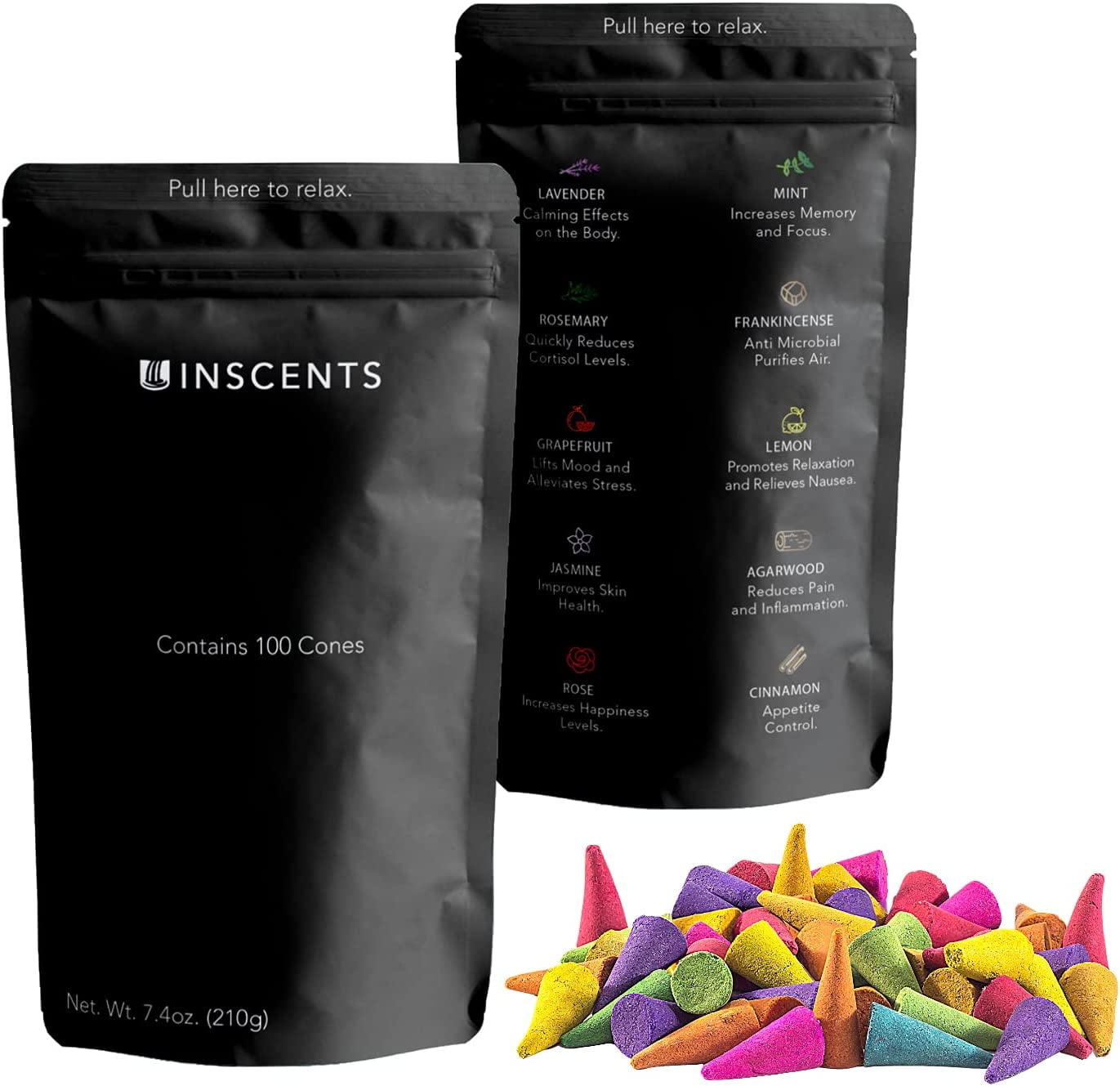 Incense Cones 100 Pack Assorted Scents 220g