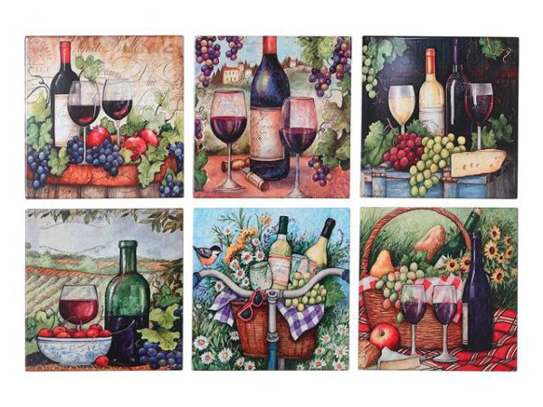 Ceramic Trivet 8" Square - Winery Design - Brantford Surplus