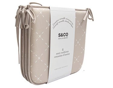 Chair pads taupe reversible printed bistro set of 4 - Brantford Surplus