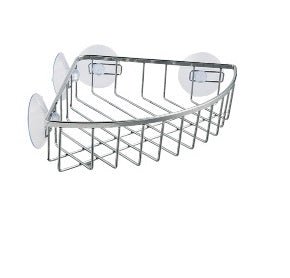 Chrome corner shelf with suction - Brantford Surplus