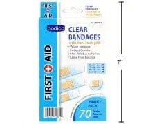 Clear Bandages, 70 Pack, 4 Sizes - Bodico - Brantford Surplus