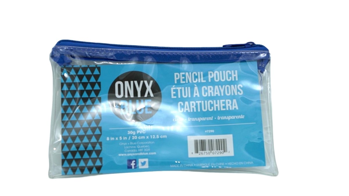 Clear Pencil Pouch 8x5 Inch - Onyx + Blue PVC Bag - Brantford Surplus