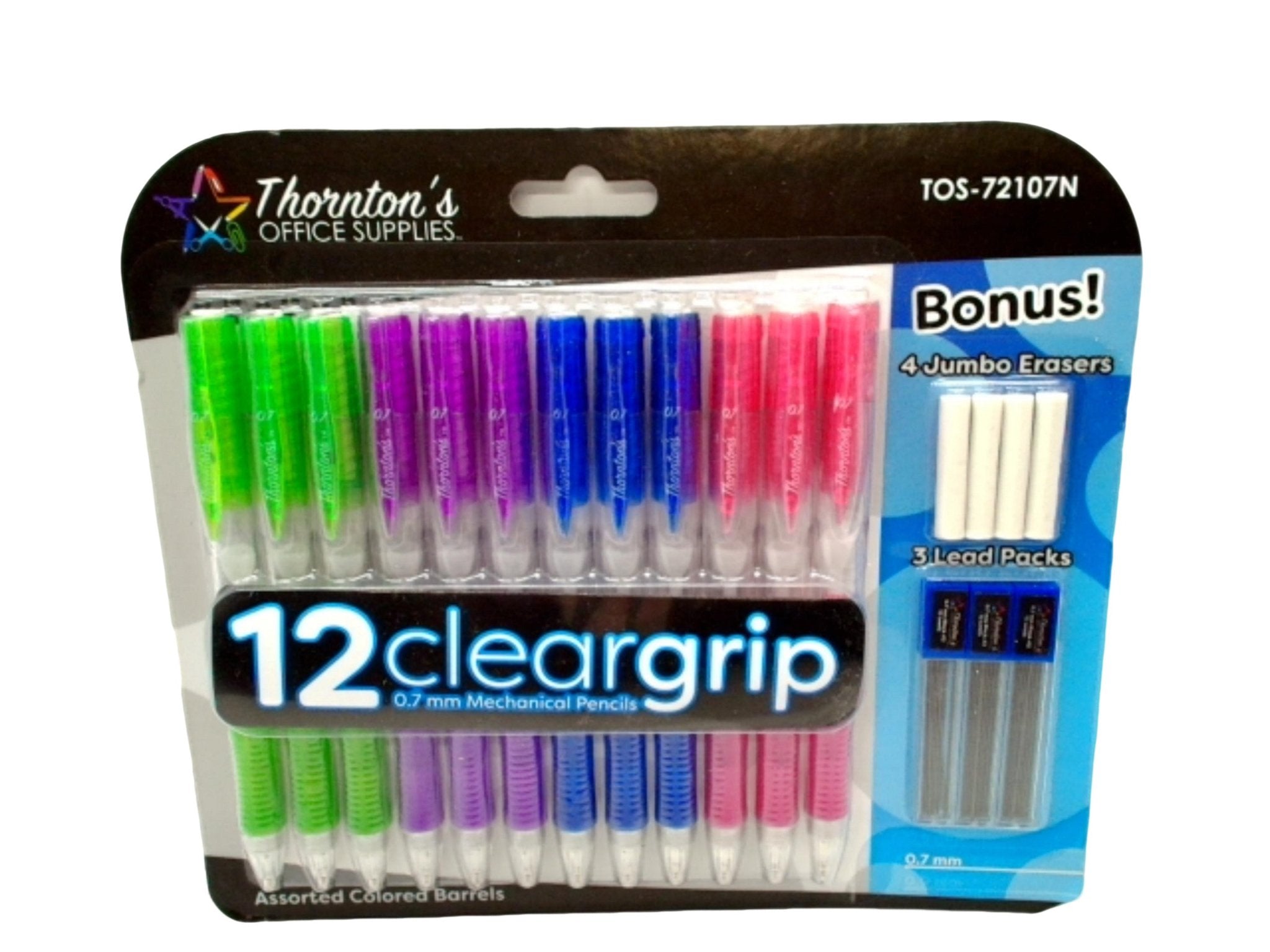 Cleargrip 0.7mm Mechanical Pencils - 12 Assorted Colors - Brantford Surplus