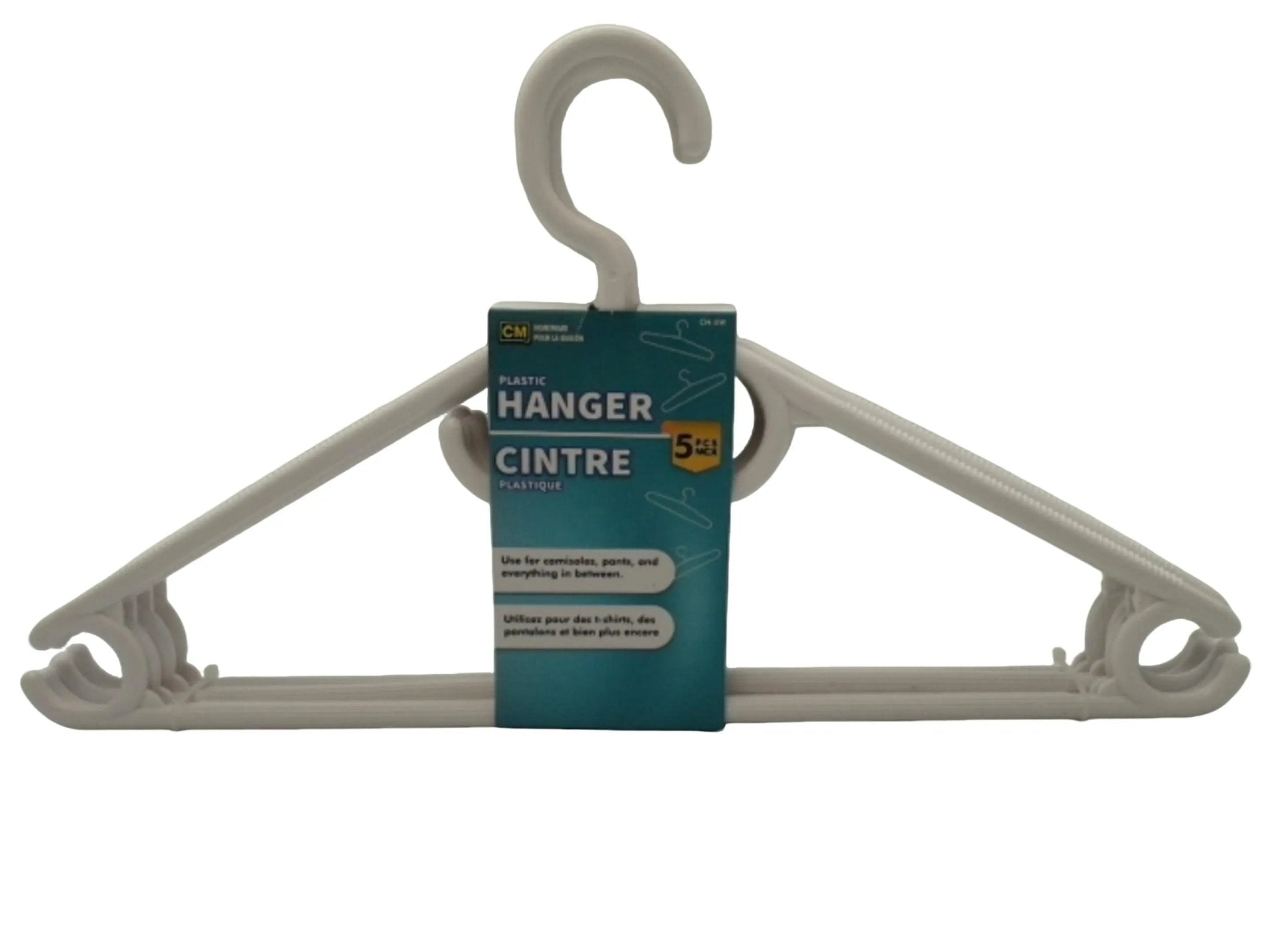clothes hanger plastic - 5 piece white - Brantford Surplus