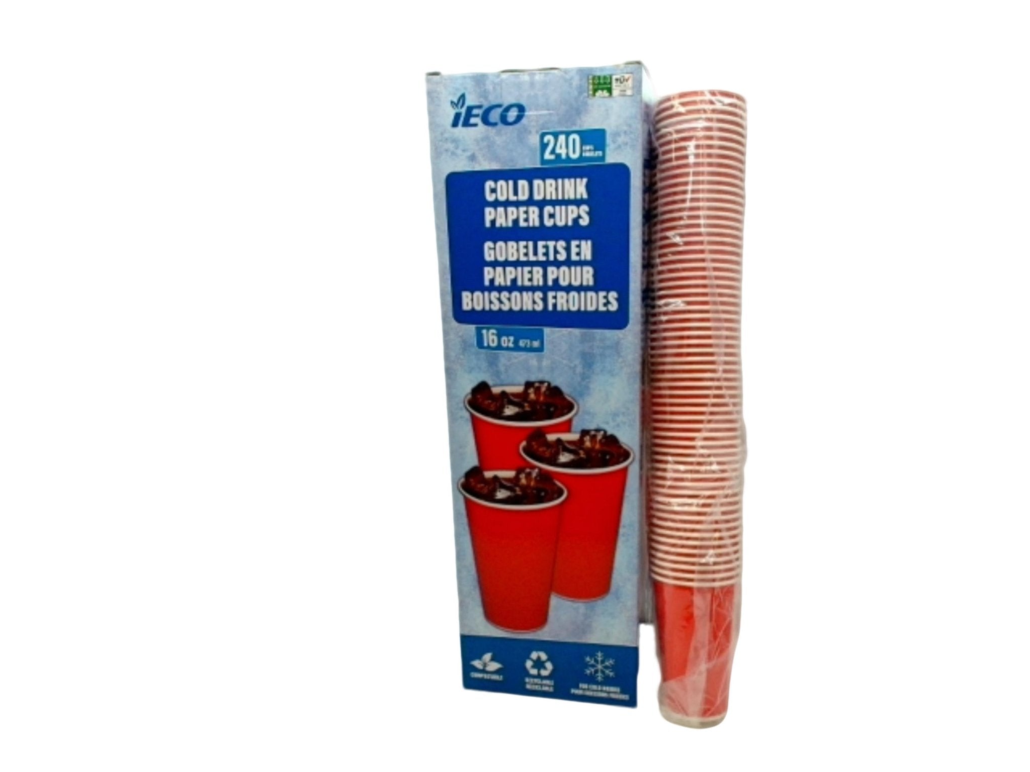 Cold Drink Paper Cups 16oz. 240pk. Ieco (or $5.99/60) - Brantford Surplus